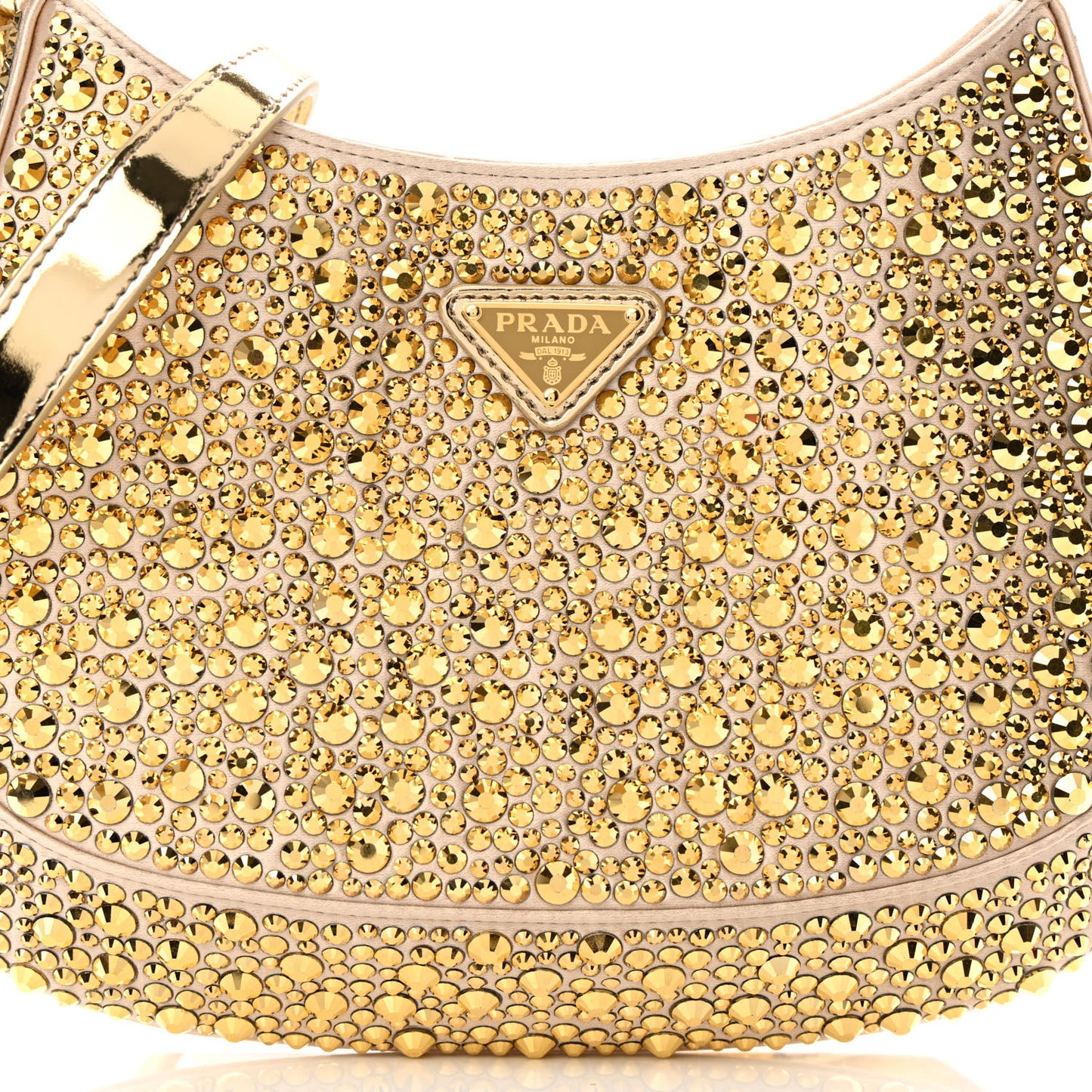 Satin Crystal Cleo Adjustable Strap Shoulder Bag Platino