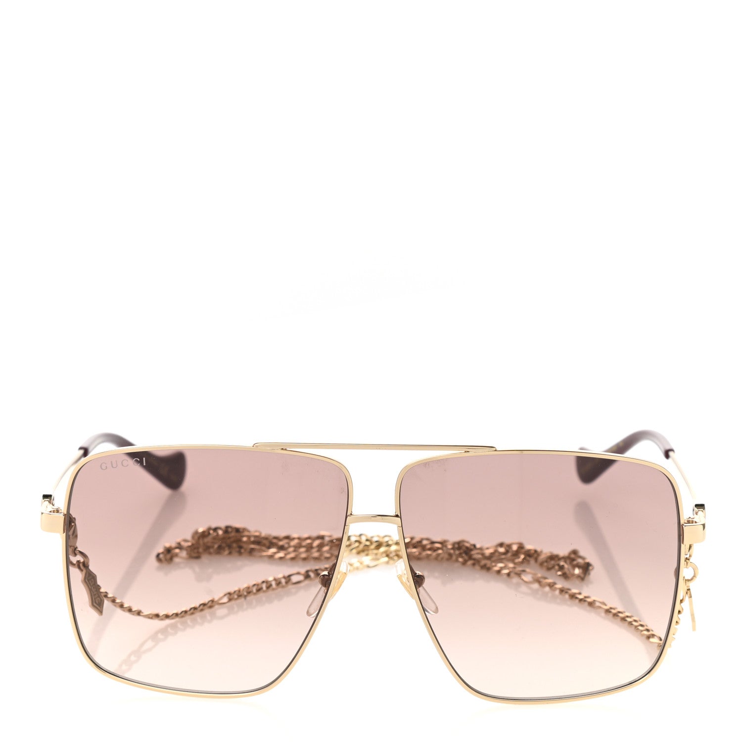 Gucci Metal Navigator Square Chain Sunglasses GG1089S Gold Pink 2 of 8