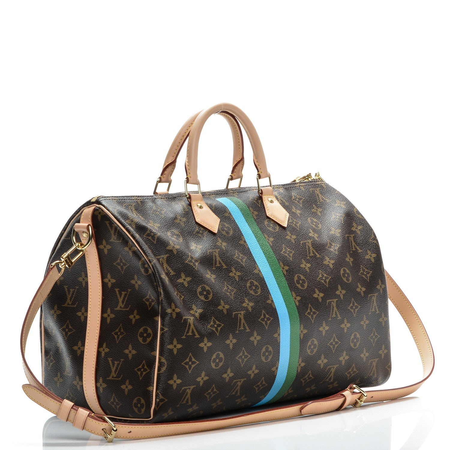Louis Vuitton Monogram My LV Heritage Speedy Bandouliere 40 Vert Blue Clair 3 of 8