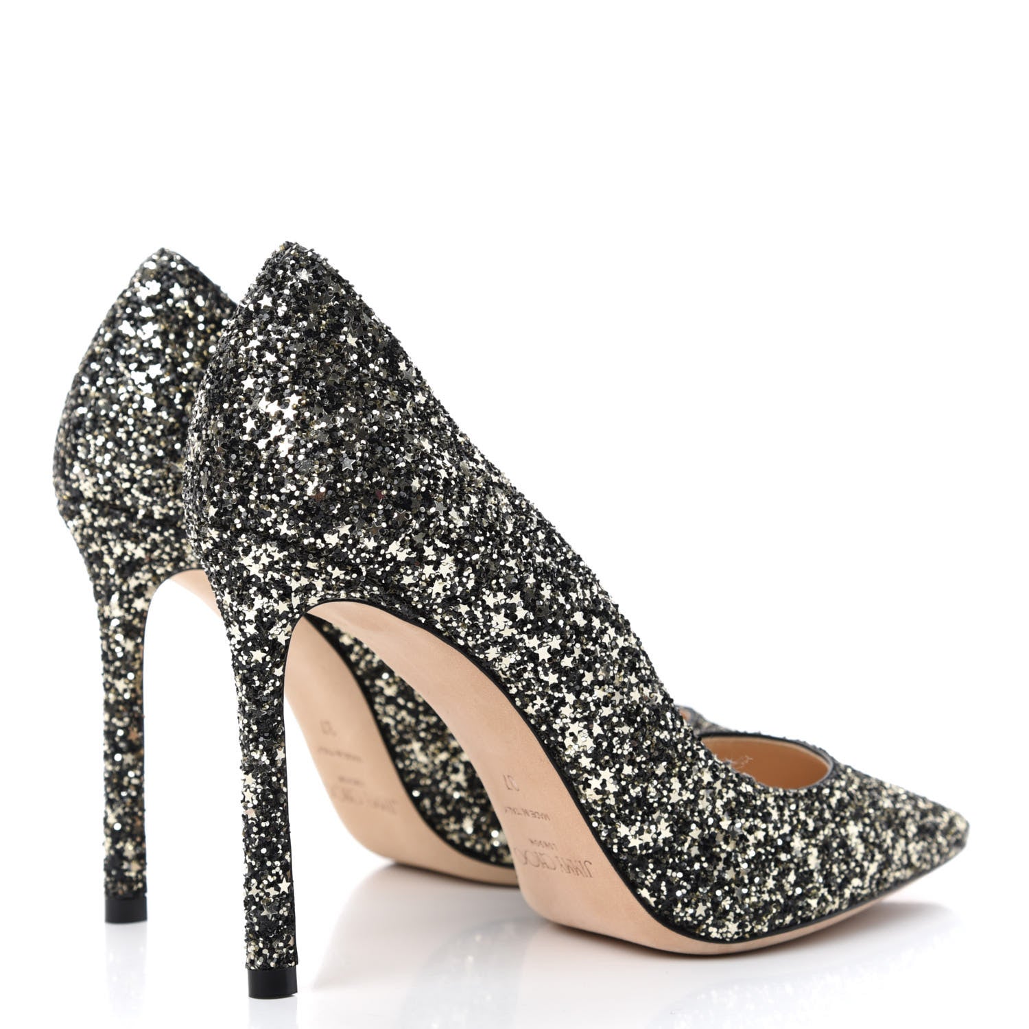 Jimmy Choo Coarse Star Glitter Romy 100 Pumps 37 Gold Mix 4 of 10