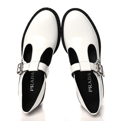 Prada Spazzolato Womens Mary Jane T Strap 40mm Loafers 39.5 White 2 of 9