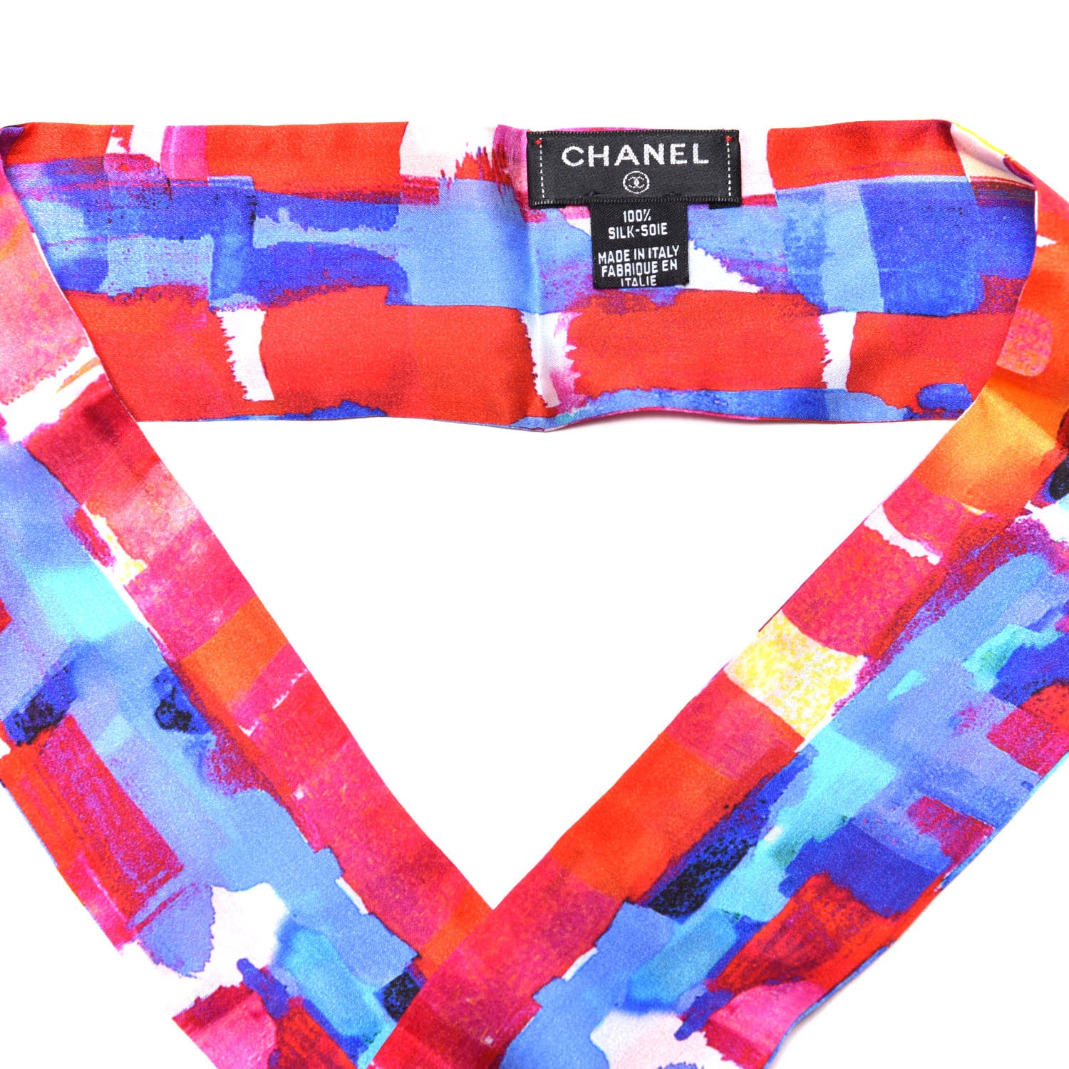 Chanel Silk Slim Bandeau Scarf Blue Red 2 of 3
