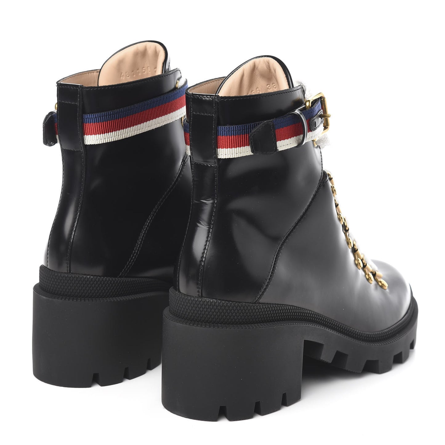 Calfskin Sylvie Web Womens Lace Up Combat Boots 38 Black