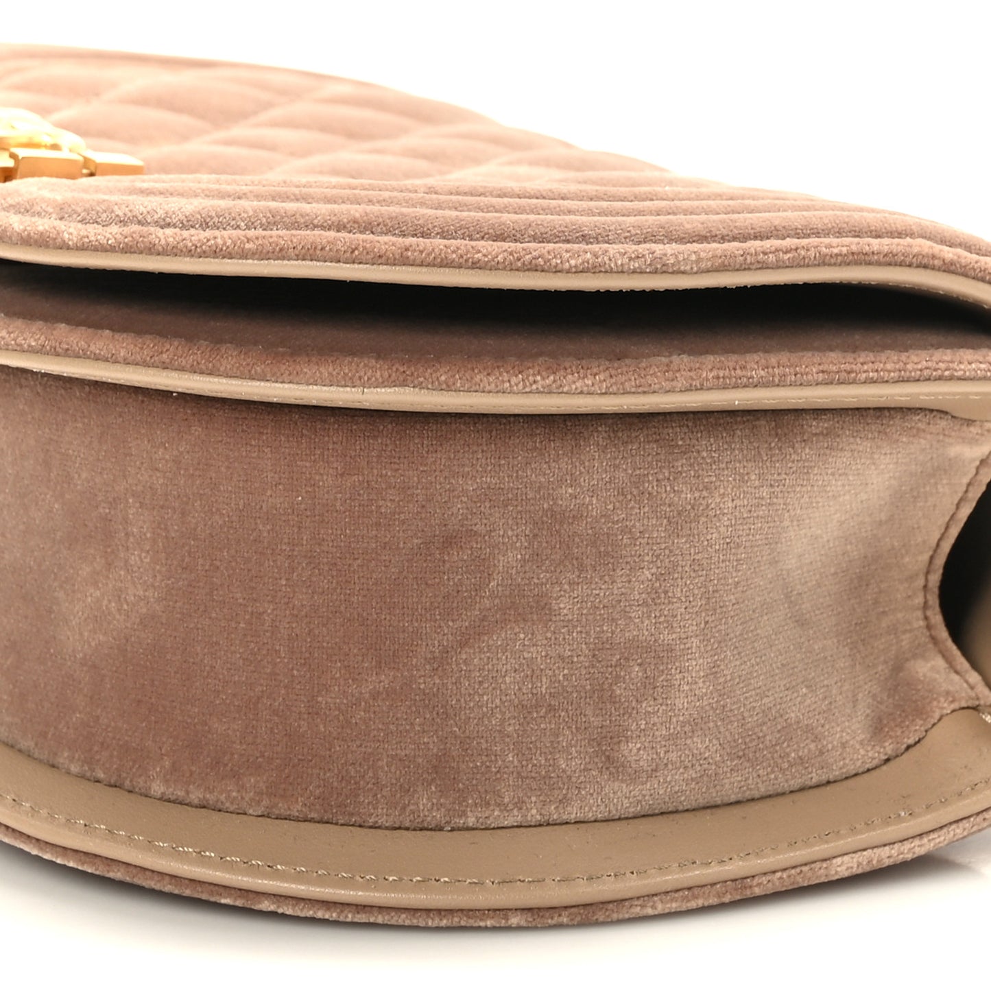 Velvet Quilted Small Boy Messenger Bag Beige