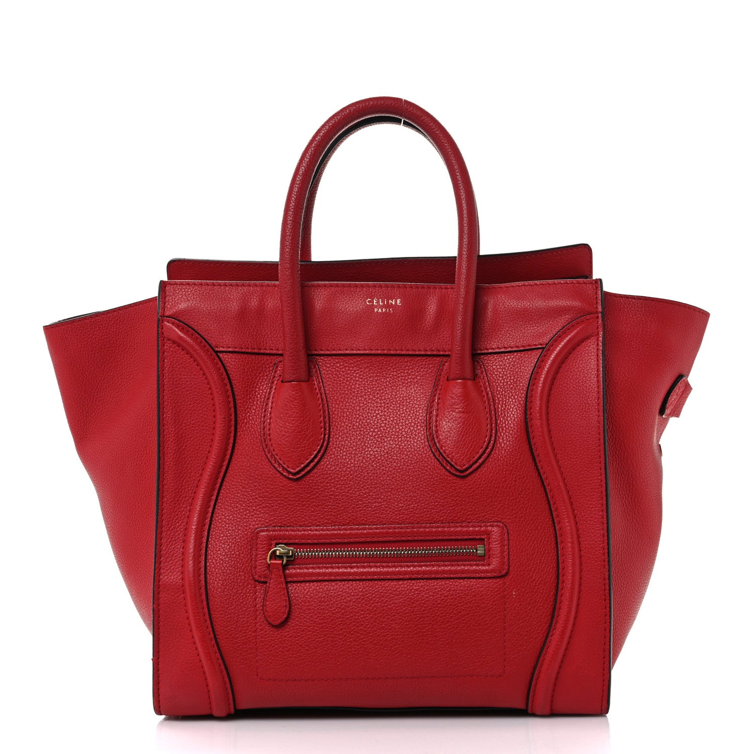 Celine Drummed Calfskin Mini Luggage Coquelicot 1 of 17