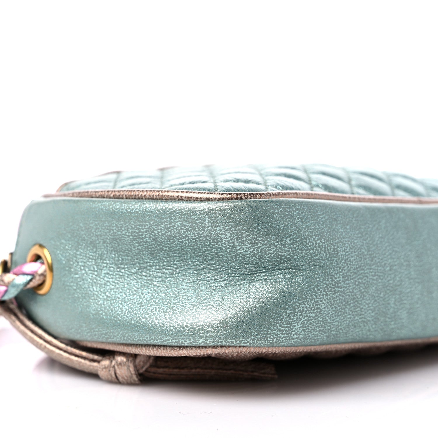 Gucci Laminated Nappa Trapuntata Mini Zumi Dome Shoulder Bag Rosa Lago Rame 8 of 9