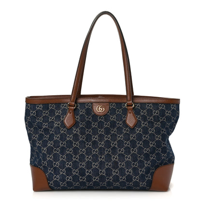 Gucci New Denim GG Monogram Medium Ophidia Shopping Tote Blue Tea Cuir 1 of 11