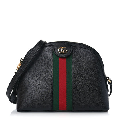 Gucci Calfskin GG Web Small Ophidia Dome Shoulder Bag Black 1 of 9