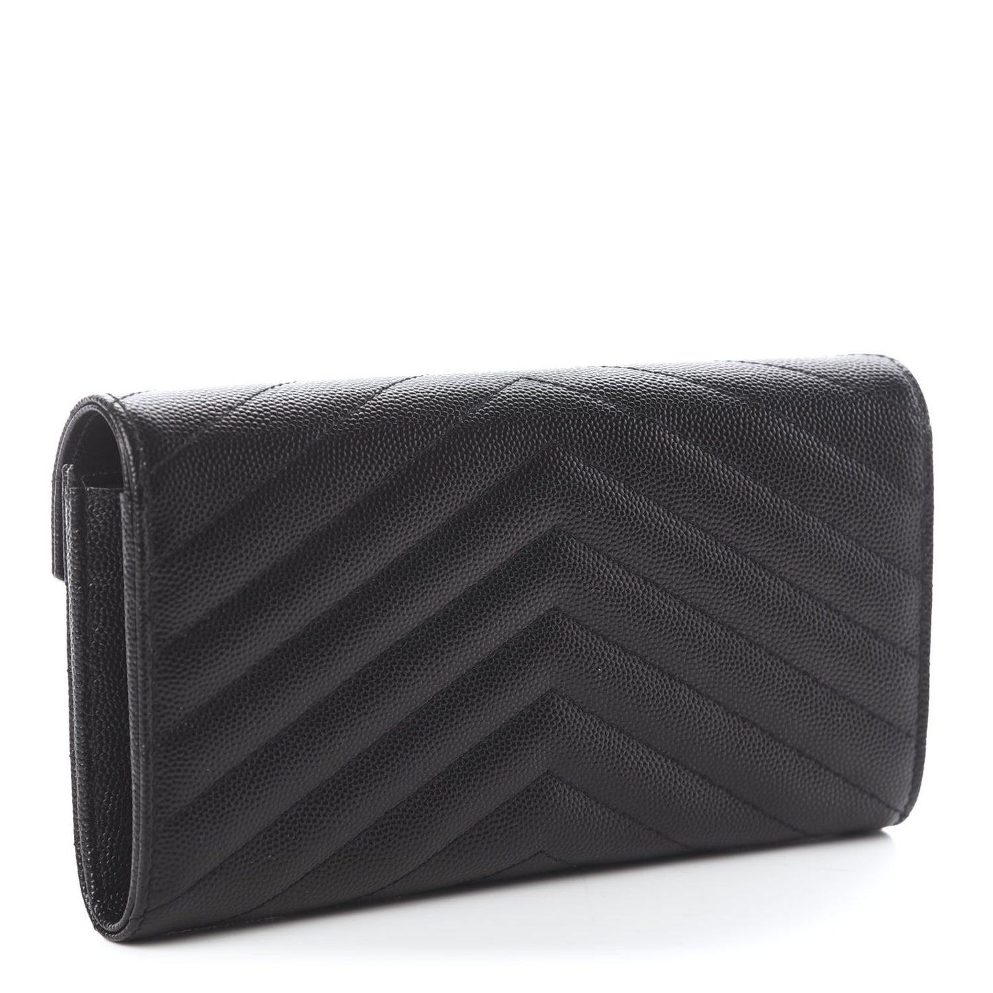 Grain De Poudre Matelasse Chevron Monogram Flap Wallet Black