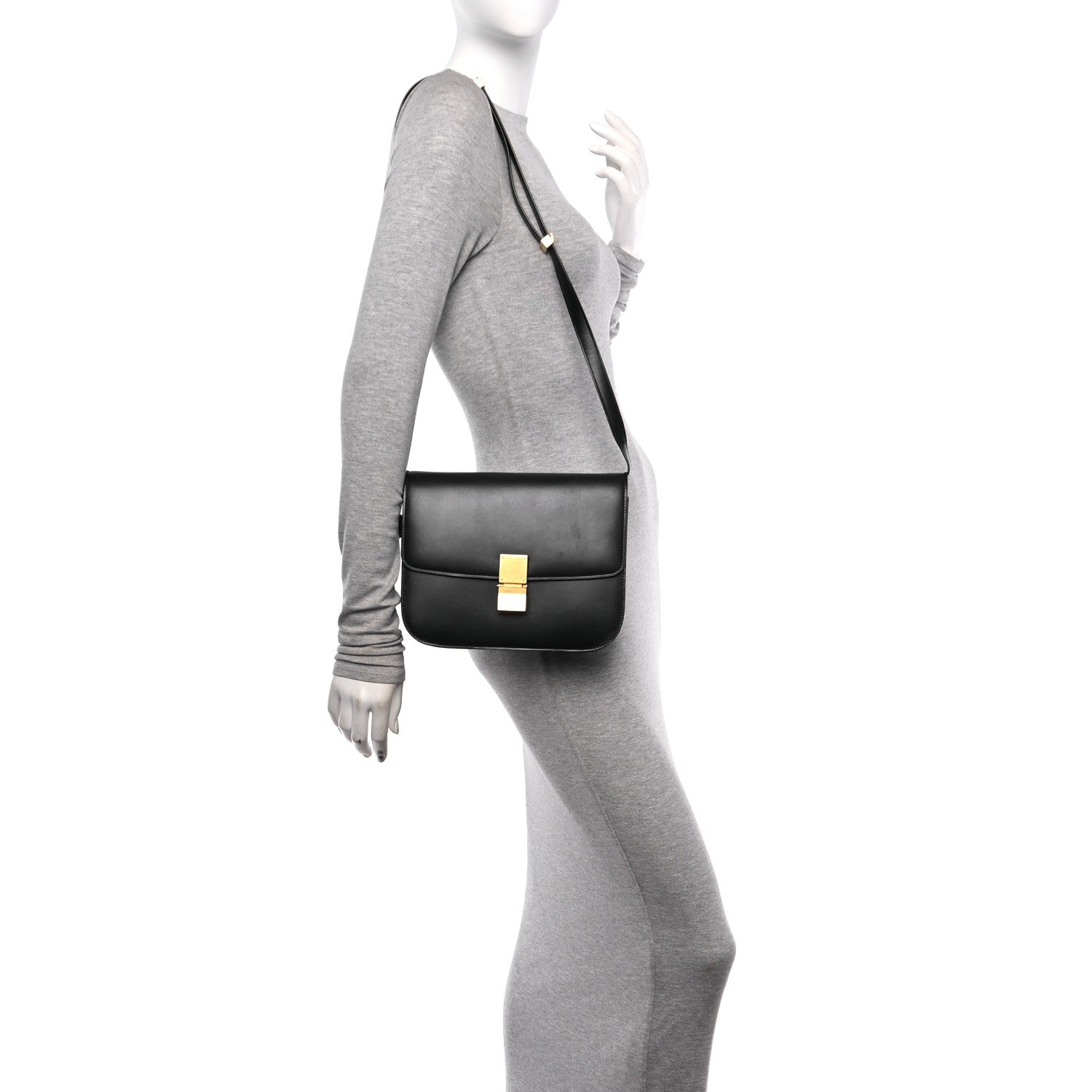 Celine Box Calfskin Medium Classic Box Flap Bag Black 2 of 9