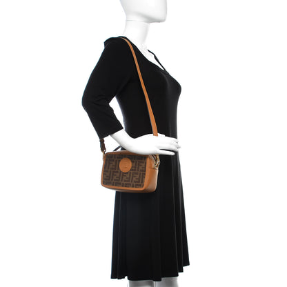 Fendi Glazed Fabric Vitello Century FF 1974 Stamp Patch Mini Camera Case Mogano Panna Caramello 2 of 10