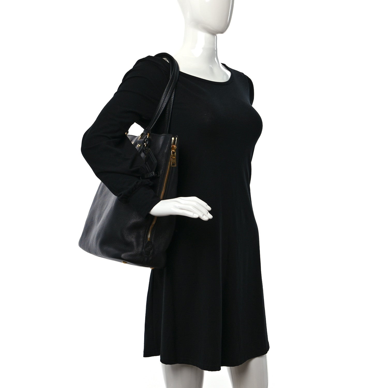 Prada Vitello Daino Side Zip Tote Black 3 of 8