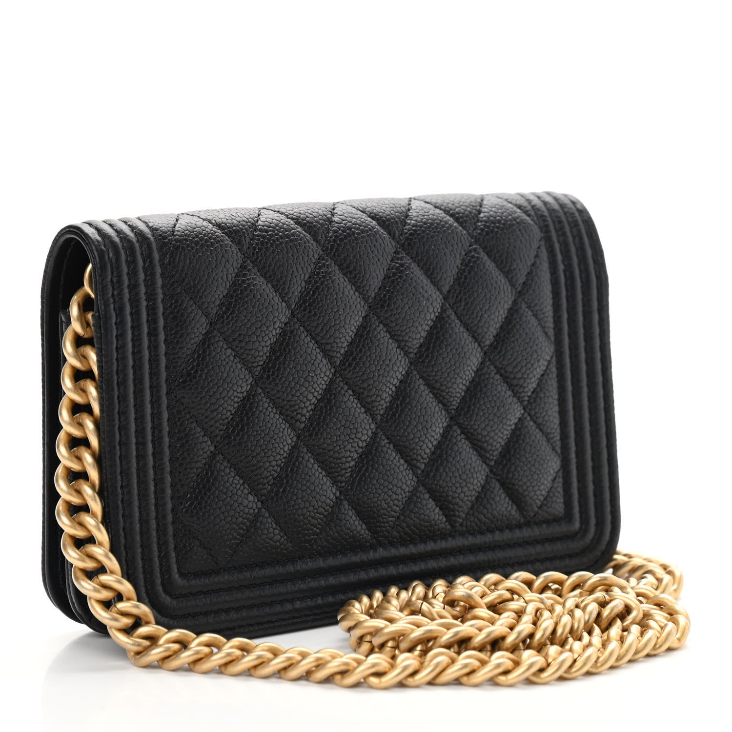 Chanel Caviar Quilted Boy Clutch With Chain Black 3 of 10