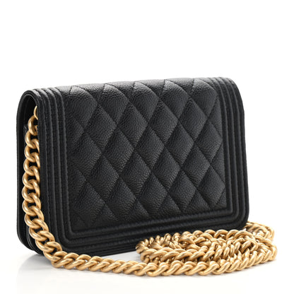 Chanel Caviar Quilted Boy Clutch With Chain Black 3 of 10