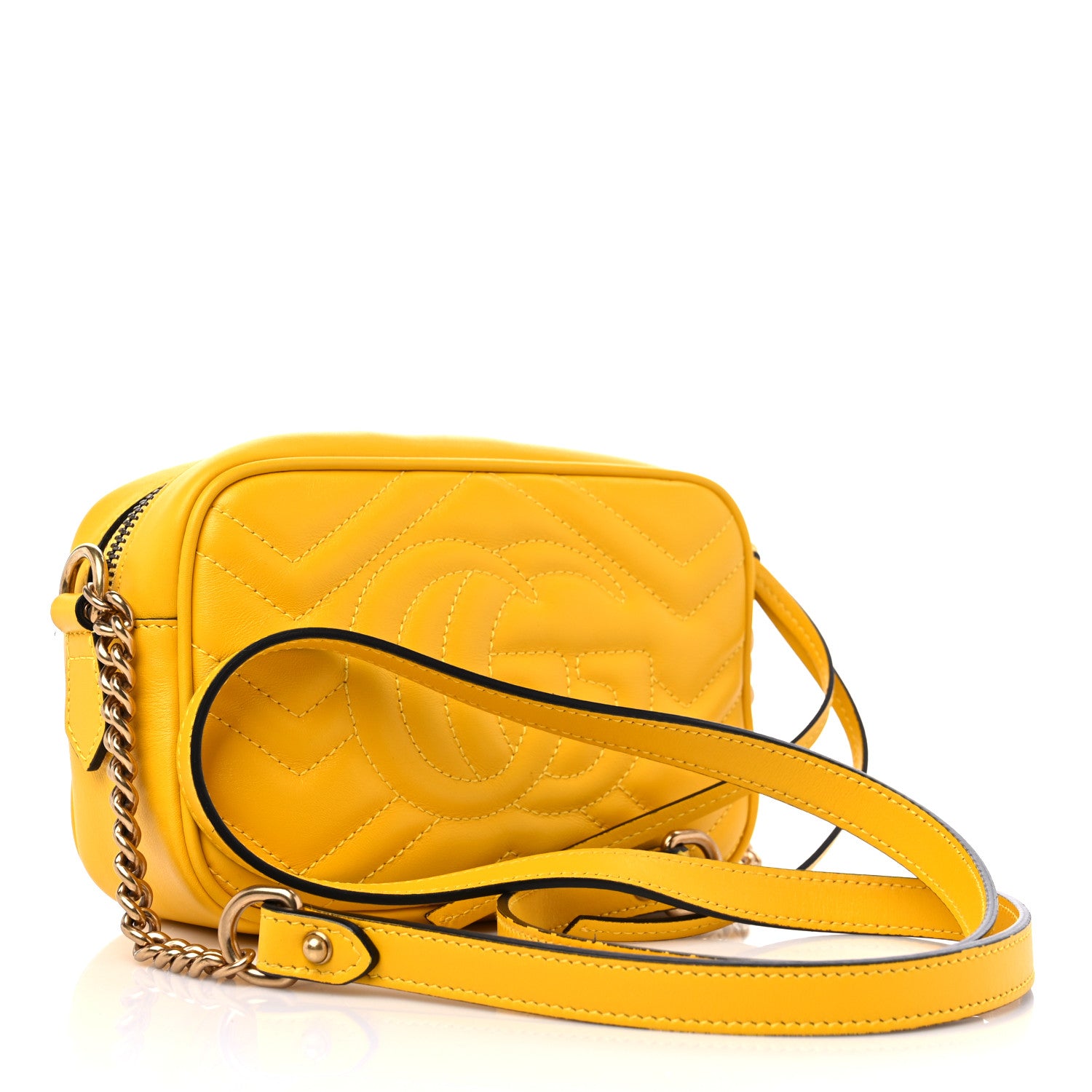 Gucci Calfskin Matelasse Mini GG Marmont Chain Shoulder Bag Stone Topaz 3 of 10