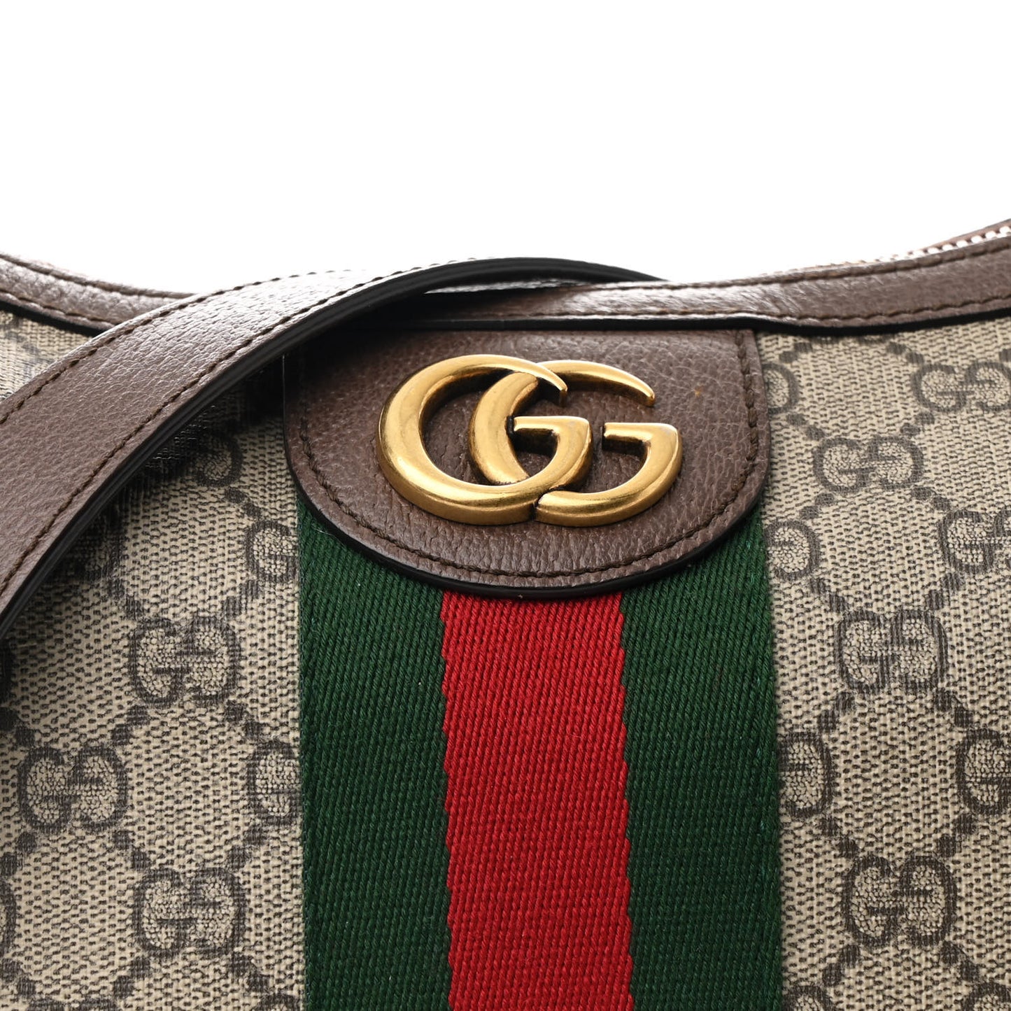 GG Supreme Monogram Web Small Ophidia Half Moon Hobo Brown