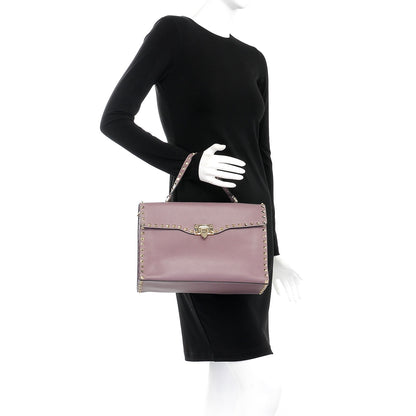 Valentino Garavani Calfskin Rockstud Single Handle Flap Bag Dark Mauve 3 of 11
