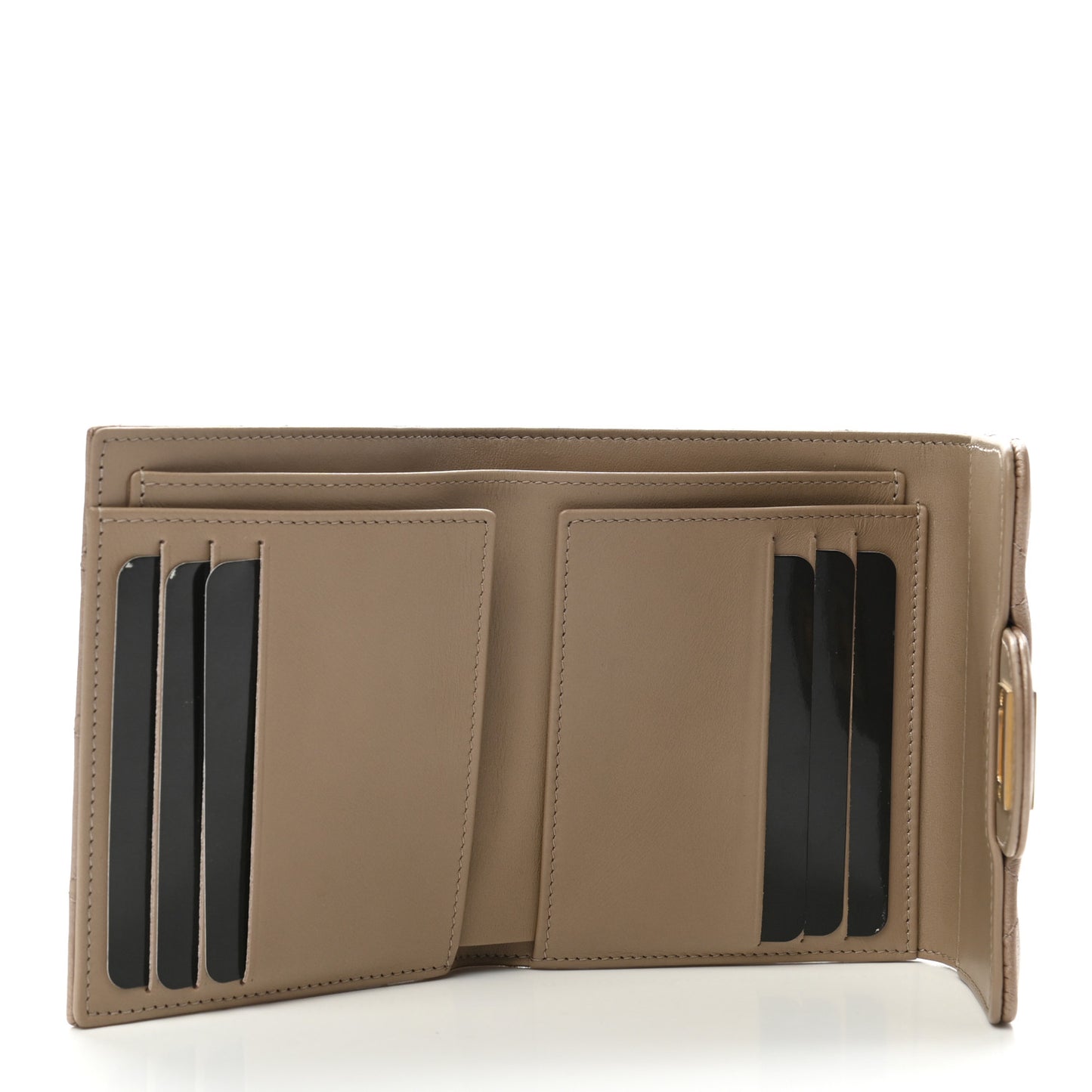 Metallic Calfskin Quilted 2.55 Reissue Compact Flap Wallet Gold