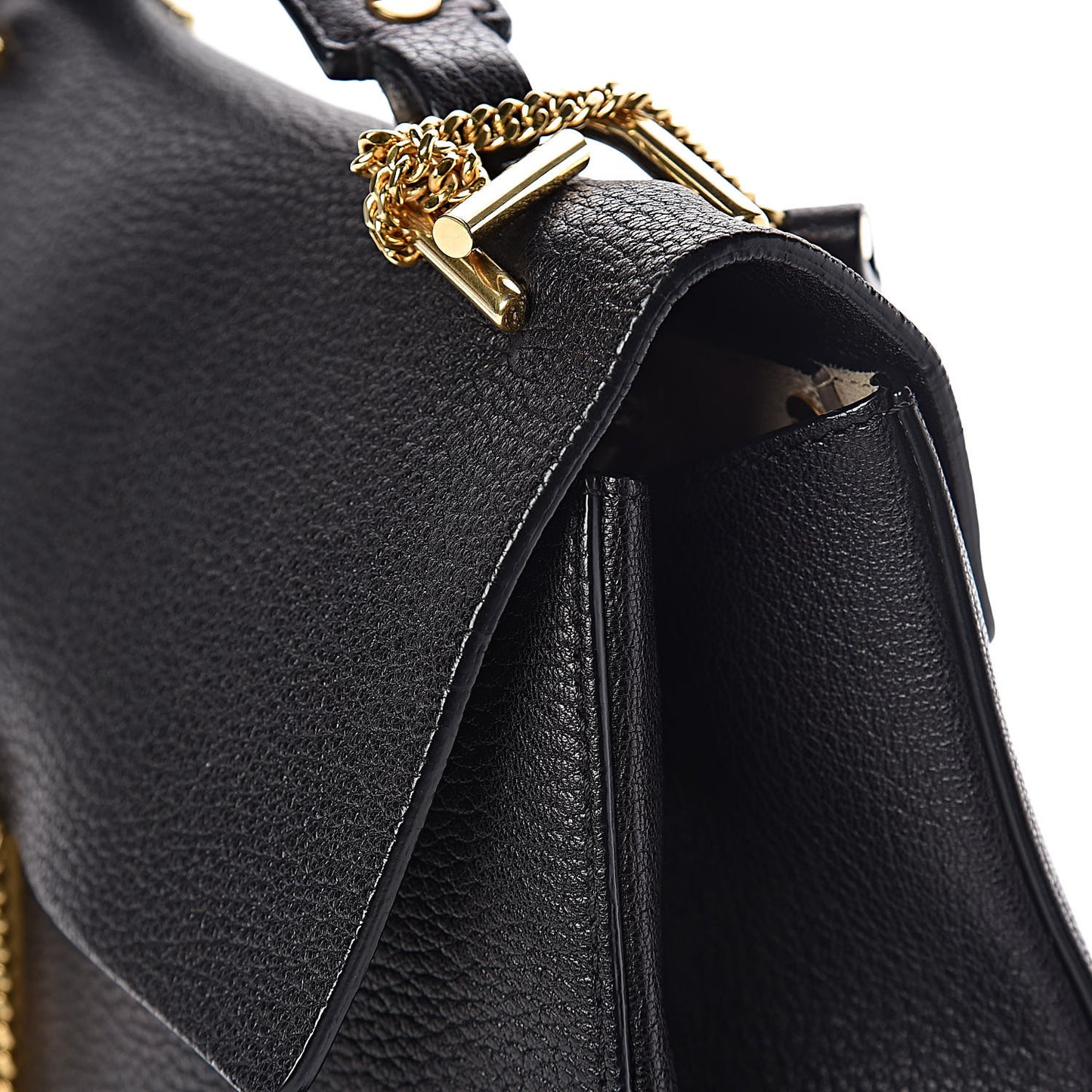 Grained Lambskin Large Drew Shoulder Bag Black