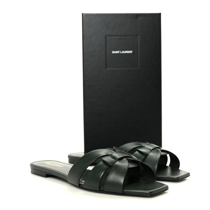 Saint Laurent Calfskin Tribute 05 Slide Sandals 41 Vert Fonce 10 of 10