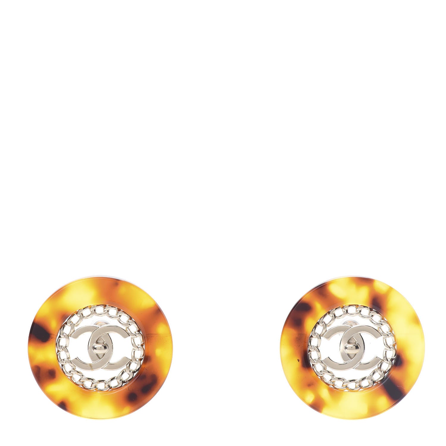 Chanel Resin CC Earrings Tortoise Gold 1 of 5