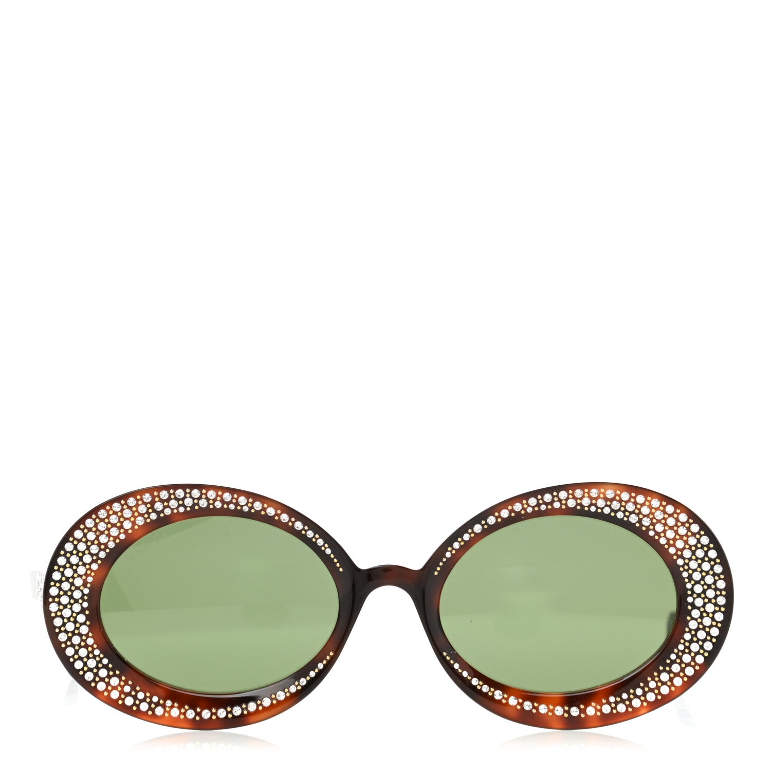 Gucci Acetate Crystal Round Sunglasses GG0618S Tortoiseshell 2 of 8