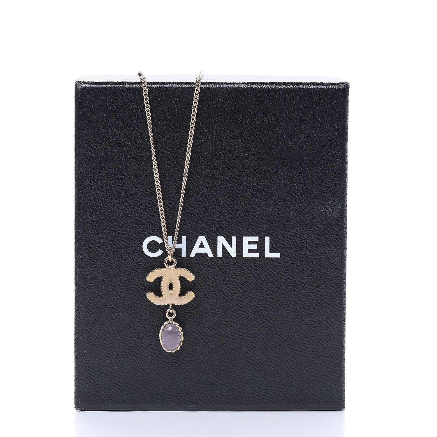 Chanel Enamel Resin CC Drop Necklace Gold 5 of 5