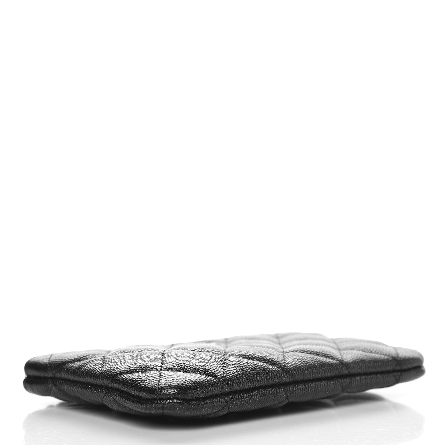 Iridescent Caviar Quilted Small Cosmetic Case Black