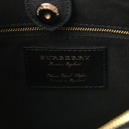Burberry Grainy Calfskin House Check Medium Banner Tote Black 6 of 9