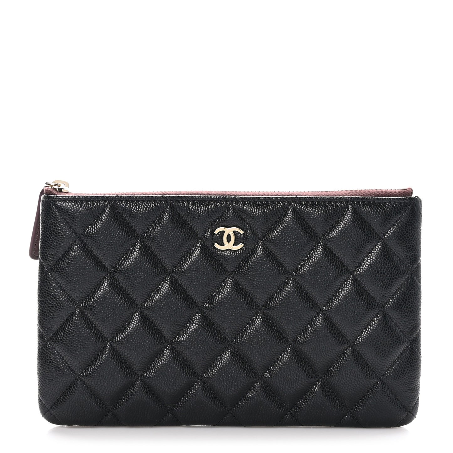 Caviar Quilted Small Zipped Pouch Black