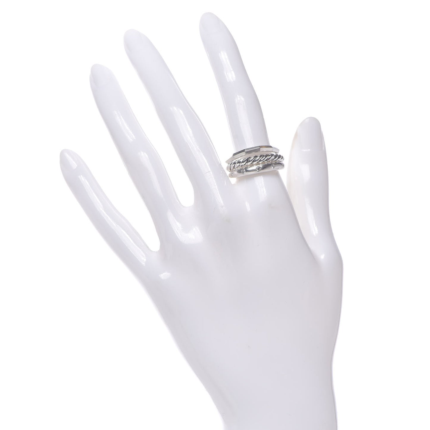 Sterling Silver Diamond 9mm Stax Narrow Ring 54 7