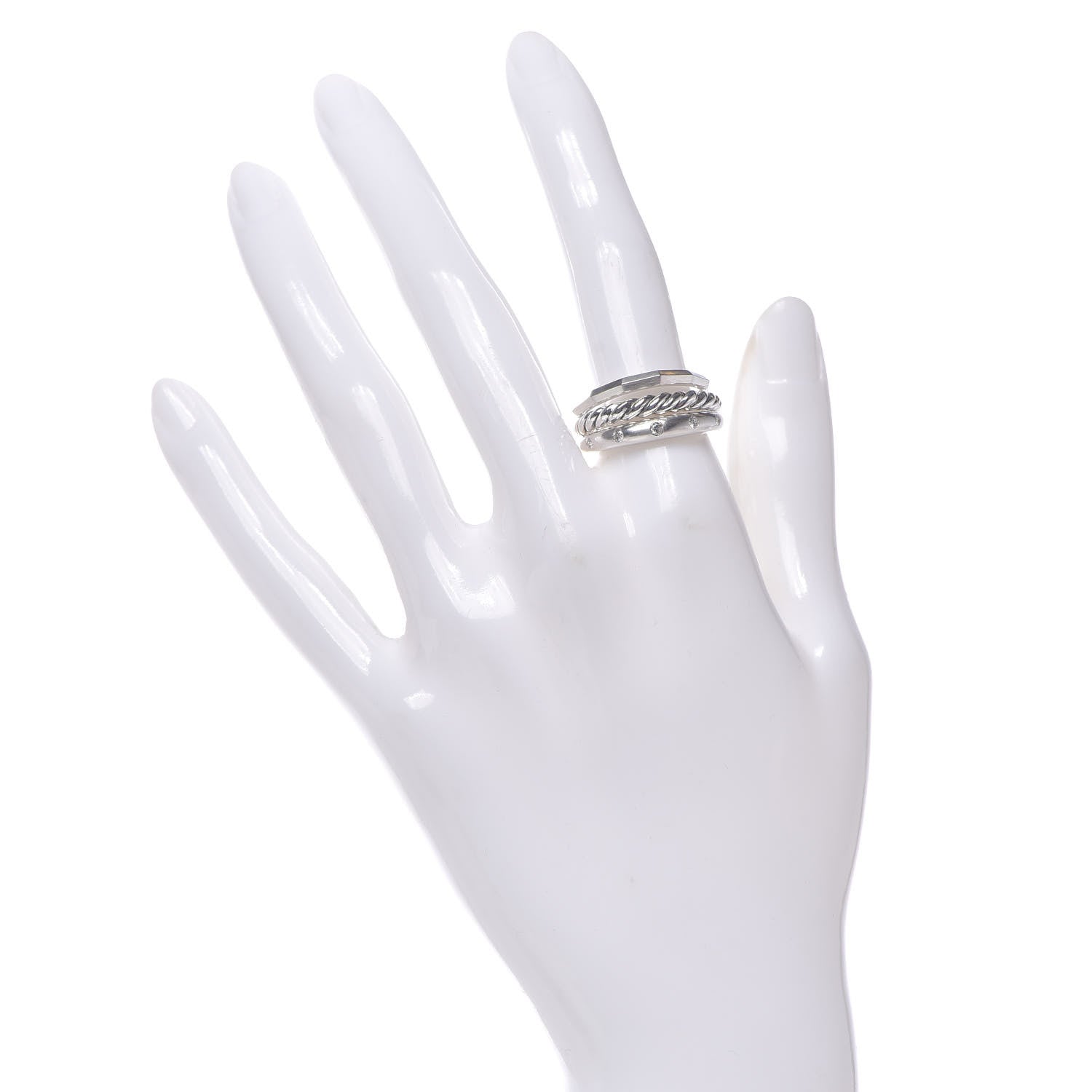 David Yurman Sterling Silver Diamond 9mm Stax Narrow Ring 54 7 2 of 4