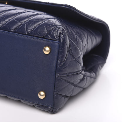 Chanel Aged Calfskin Chevron Quilted Small Coco Handle Flap Navy 8 of 11