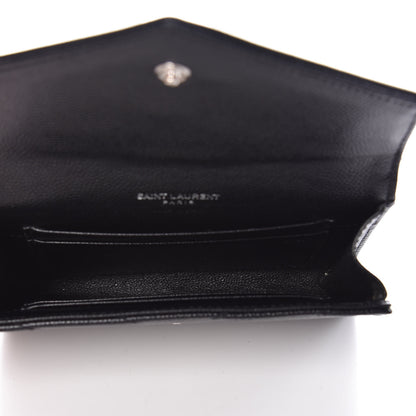 Saint Laurent Grain De Poudre Matelasse Chevron Small Monogram Envelope Wallet Black 5 of 12