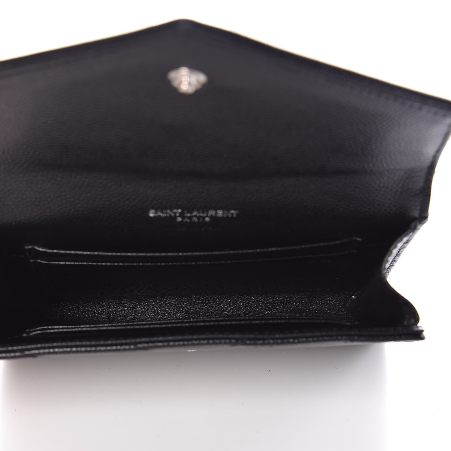 Saint Laurent Grain De Poudre Matelasse Chevron Small Monogram Envelope Wallet Black 5 of 16