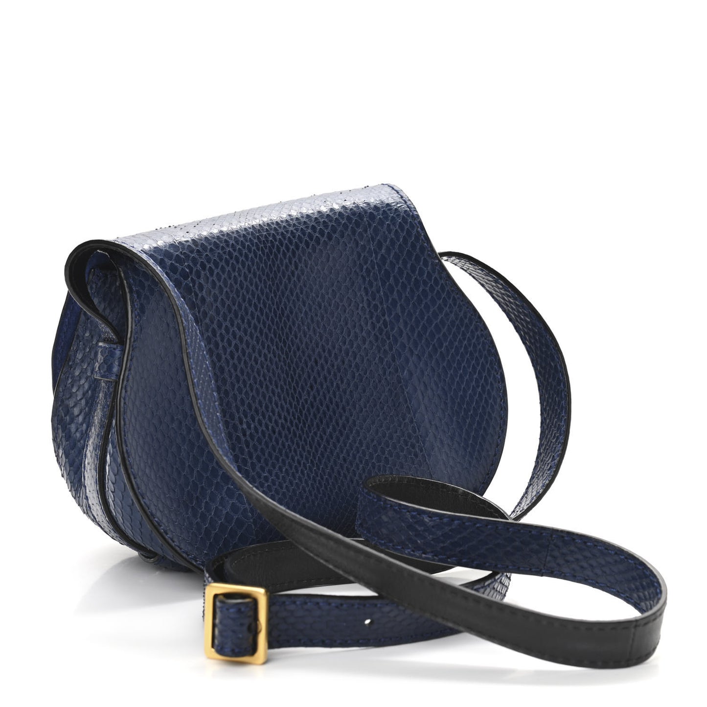 Python Mini Marcie Round Crossbody Bag Blue Velvet
