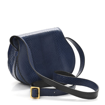 Chloe Python Mini Marcie Round Crossbody Bag Blue Velvet 3 of 10