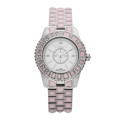 Christian Dior Stainless Steel Diamond Sapphire Pink Mother of Pearl 29mm Christal Quartz Watch 1 of 4