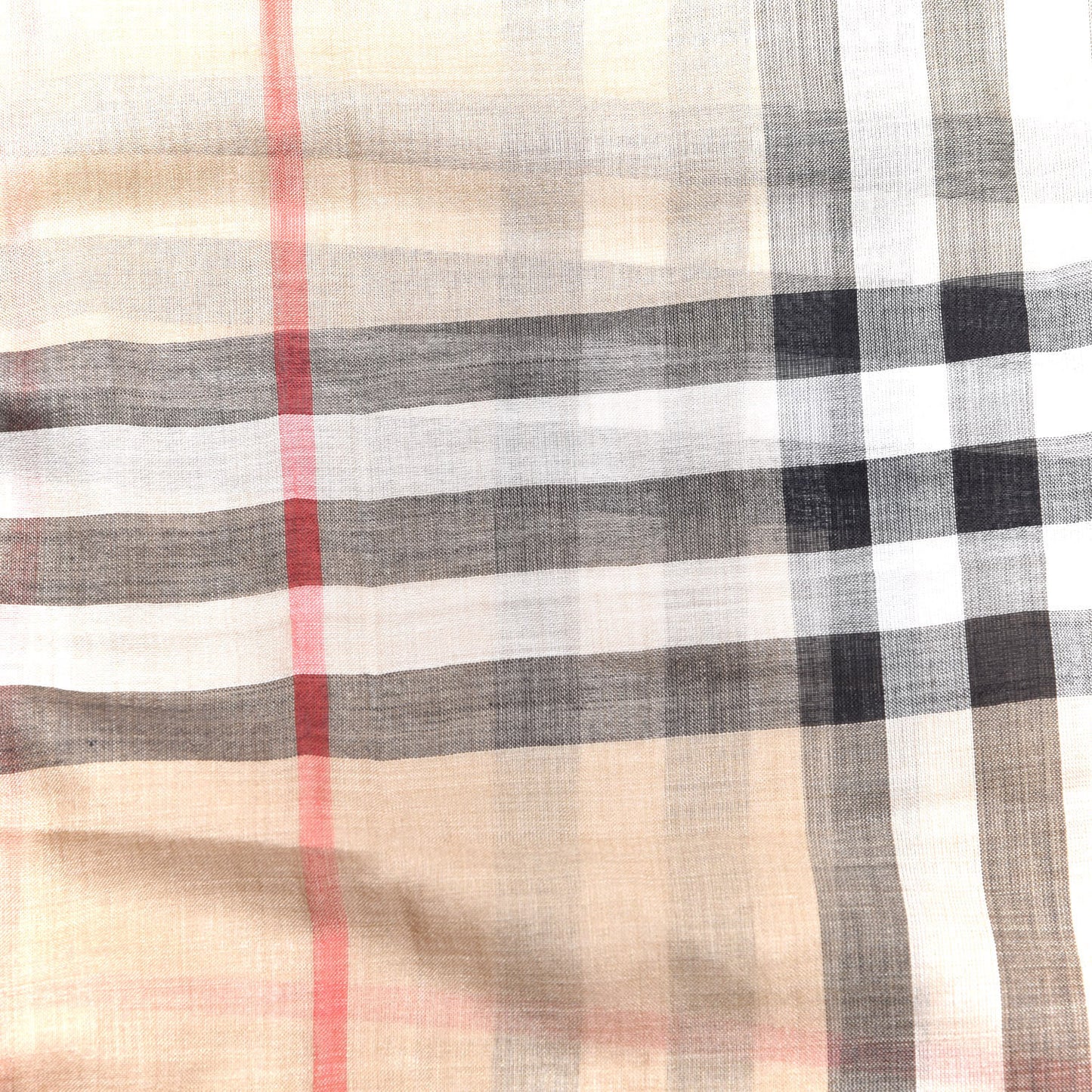 Wool Silk Gauze Giant Check Lightweight Scarf Archive Beige