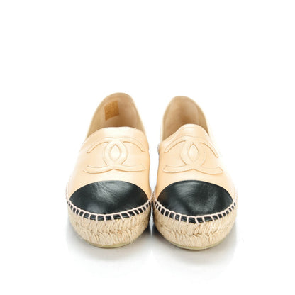 Chanel Lambskin CC Espadrilles 37 Beige Black 2 of 9