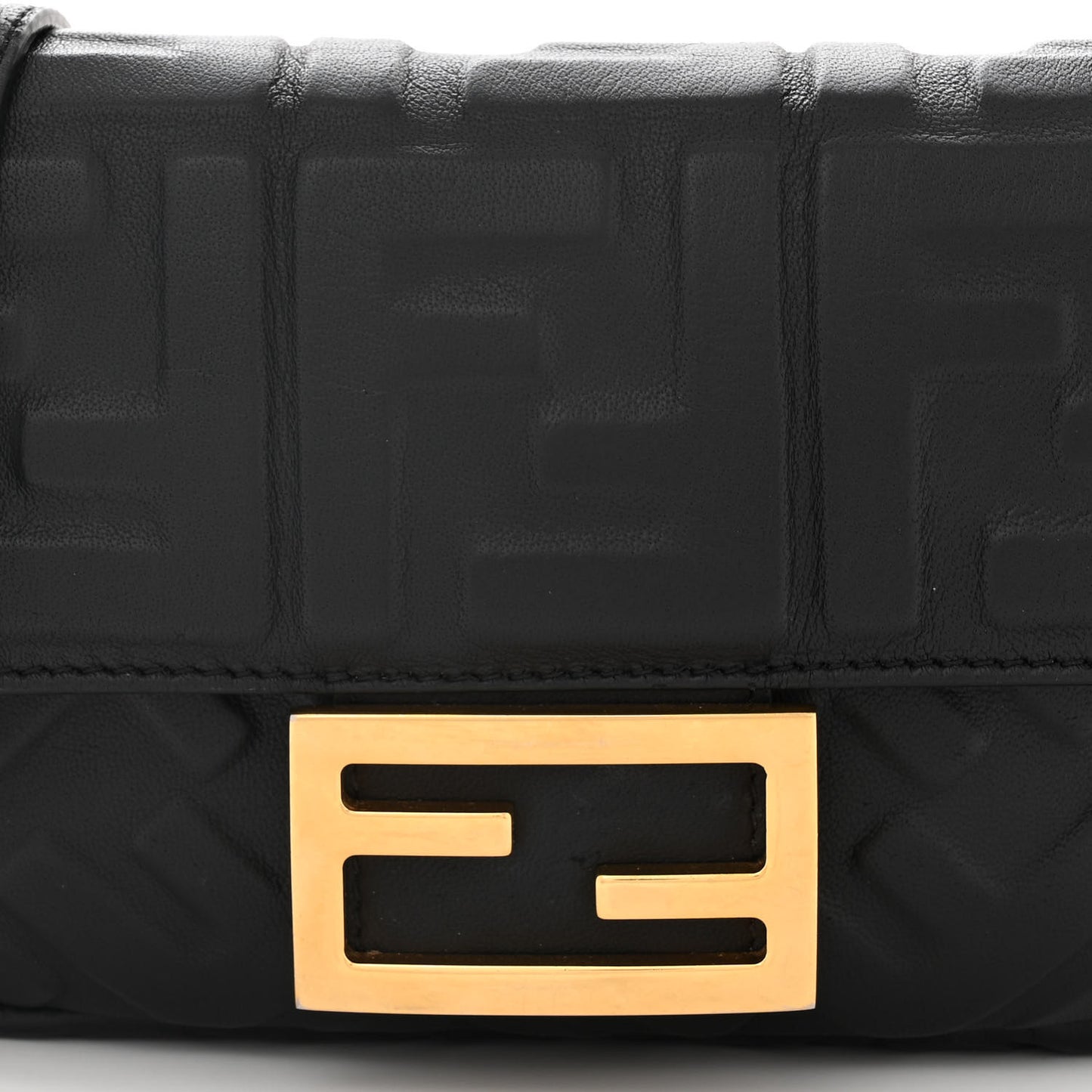 Nappa FF 1974 Embossed Mini Baguette Black