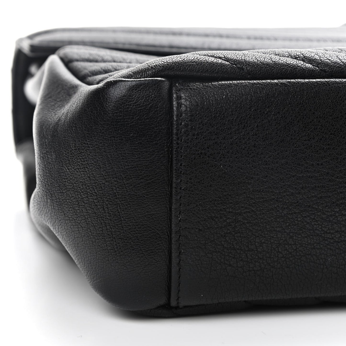 Sheepskin Matelasse Chevron Monogram Large College Satchel Black