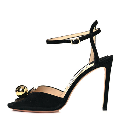 Jimmy Choo Suede Sacora 100 Sandals 39 Black 1 of 7