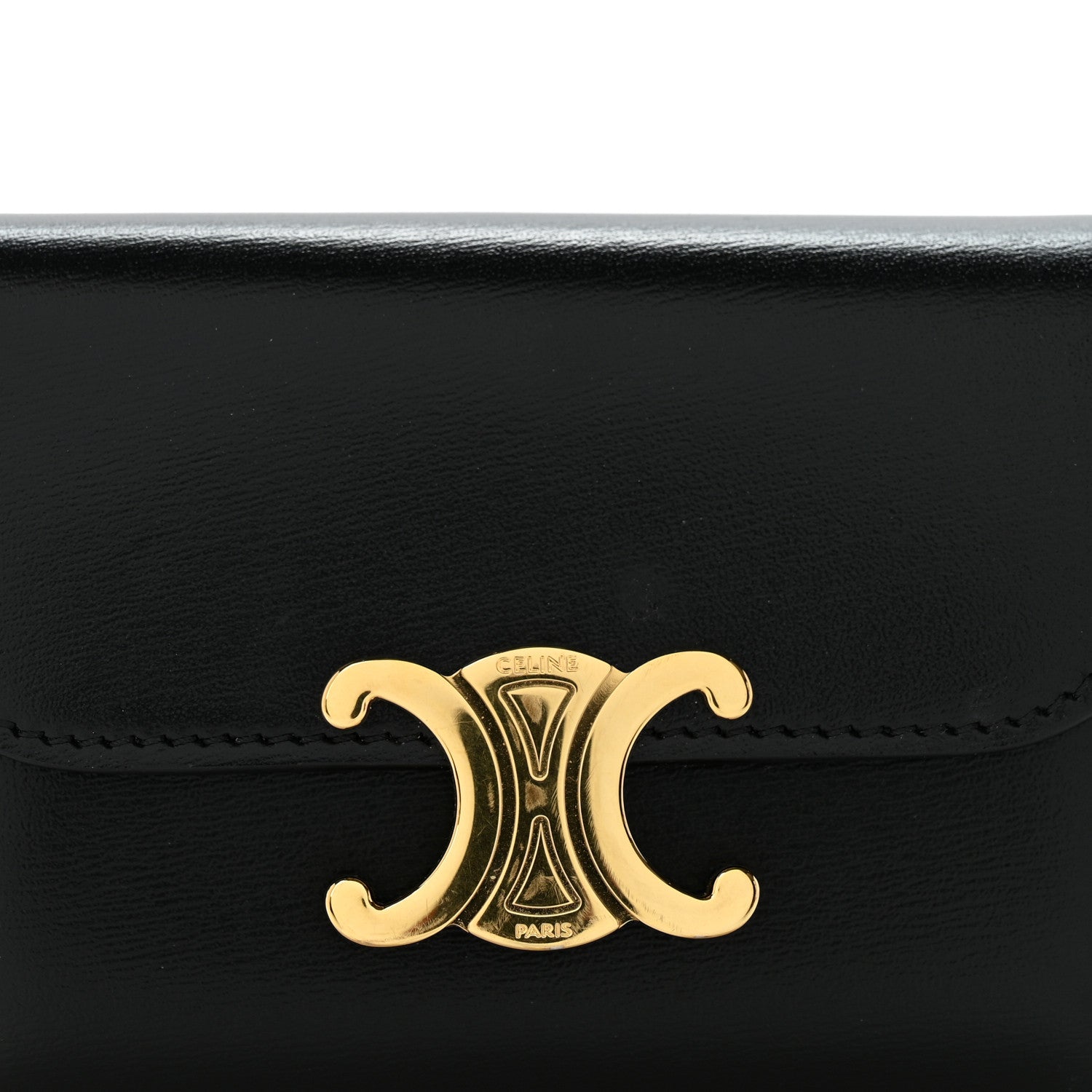 Celine Shiny Calfskin Triomphe Flap Card Holder Black 9 of 9