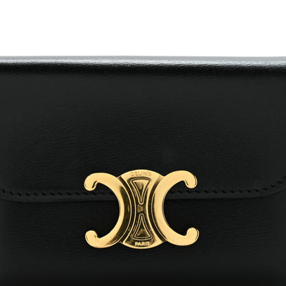 Celine Shiny Calfskin Triomphe Flap Card Holder Black 9 of 9