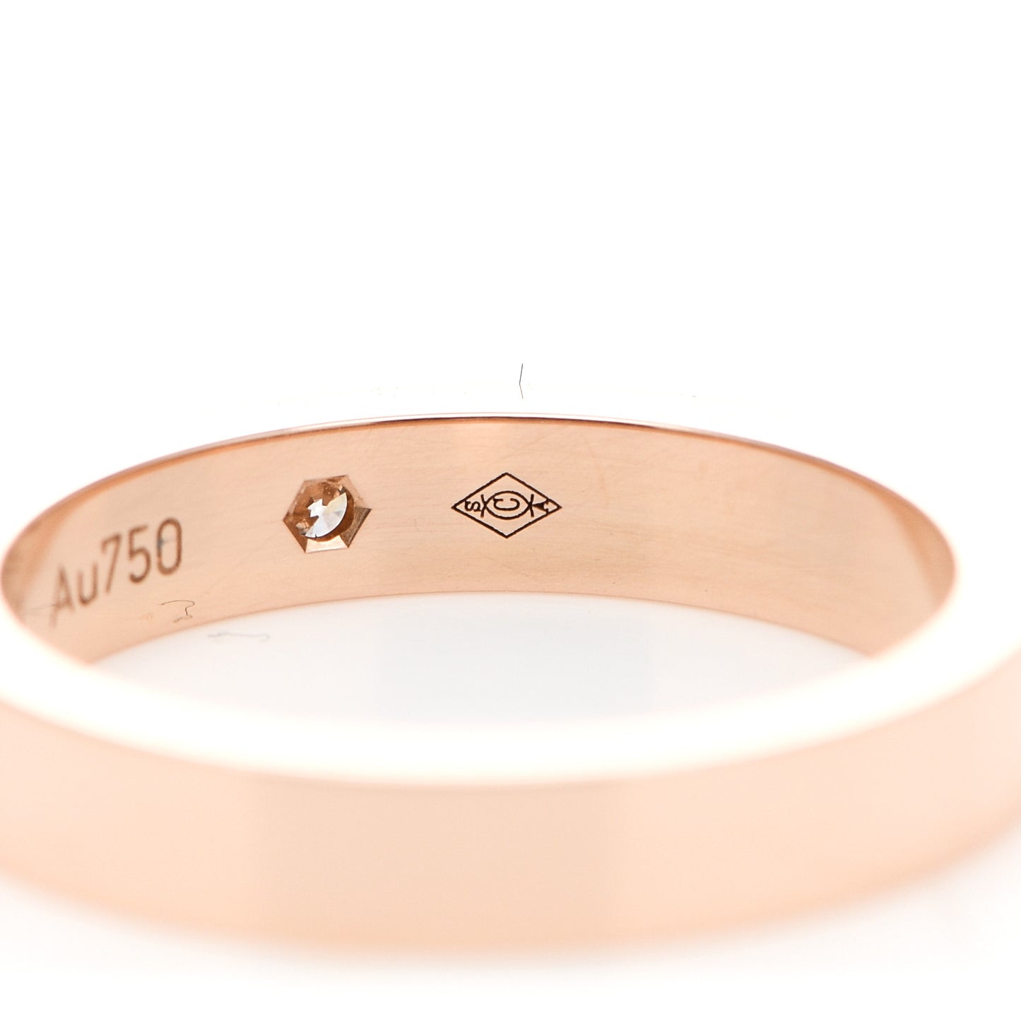 18K Pink Gold Diamond 3mm C De Cartier Wedding Band Ring 46 3.75