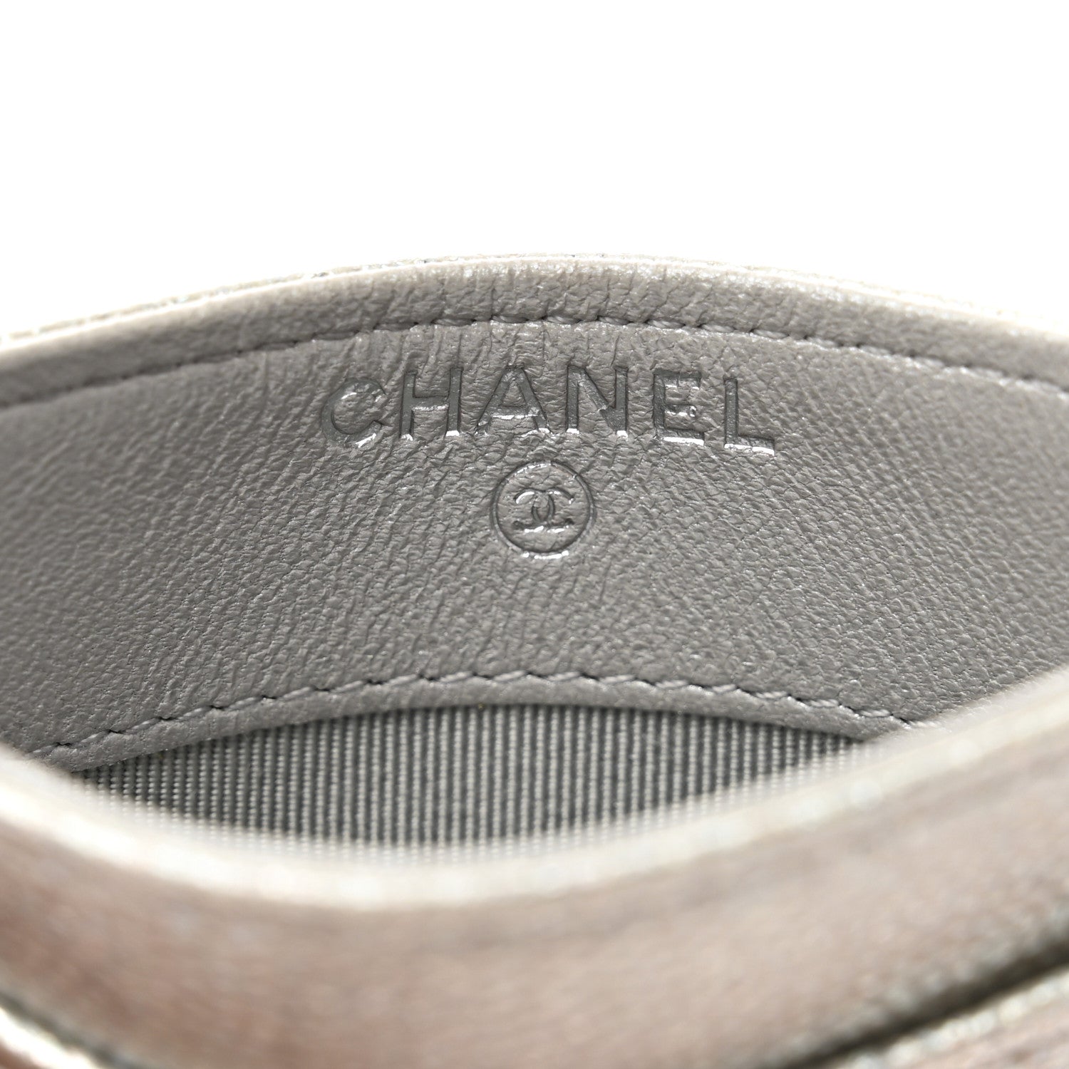 Chanel Glittered Metallic Caviar Quilted Card Holder Silver 7 of 9