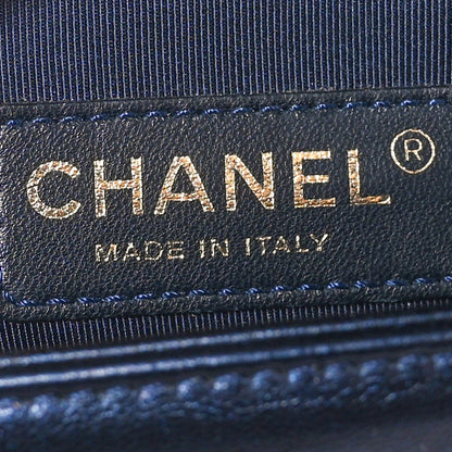 Chanel Lambskin Embossed Medium Boy Cube Flap Navy 5 of 10