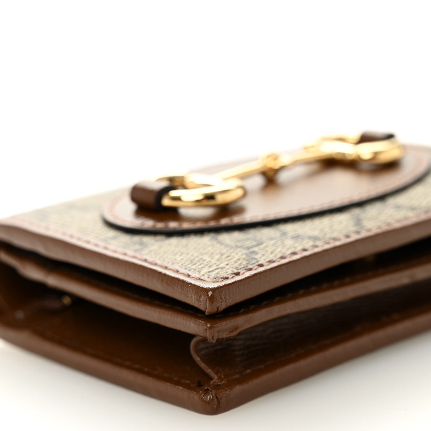 Gucci GG Supreme Monogram Horsebit 1955 Card Case Wallet Beige Ebony Brown Sugar 8 of 9
