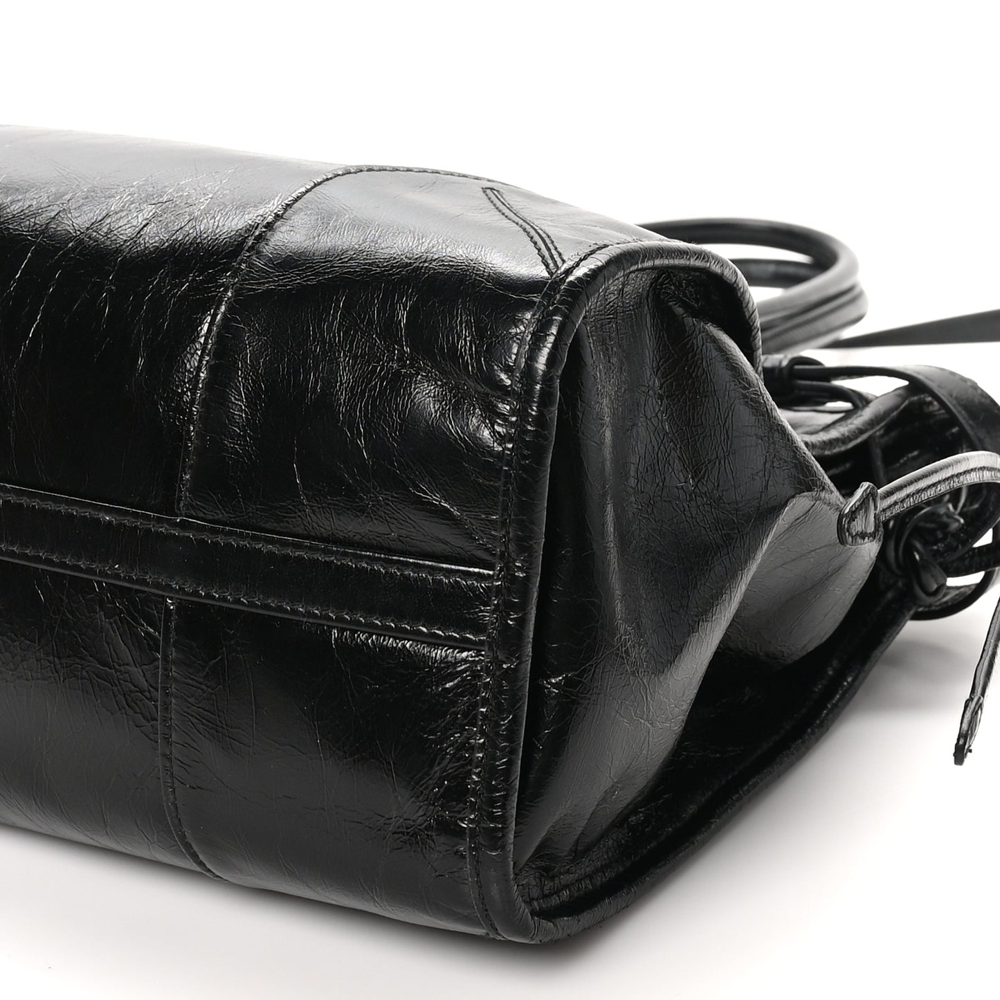 Glossy Calfskin Triangle Large Bonnie Shoulder Bag Black